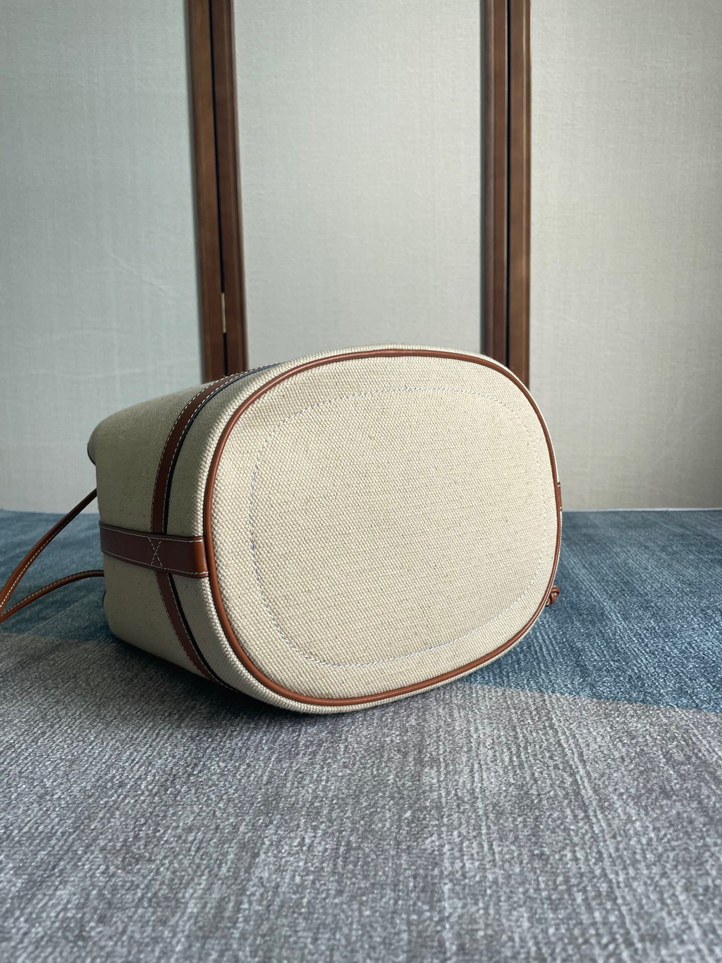 Celine 法式早秋新品SEAU MARIN織物和牛皮革手袋高仿a貨